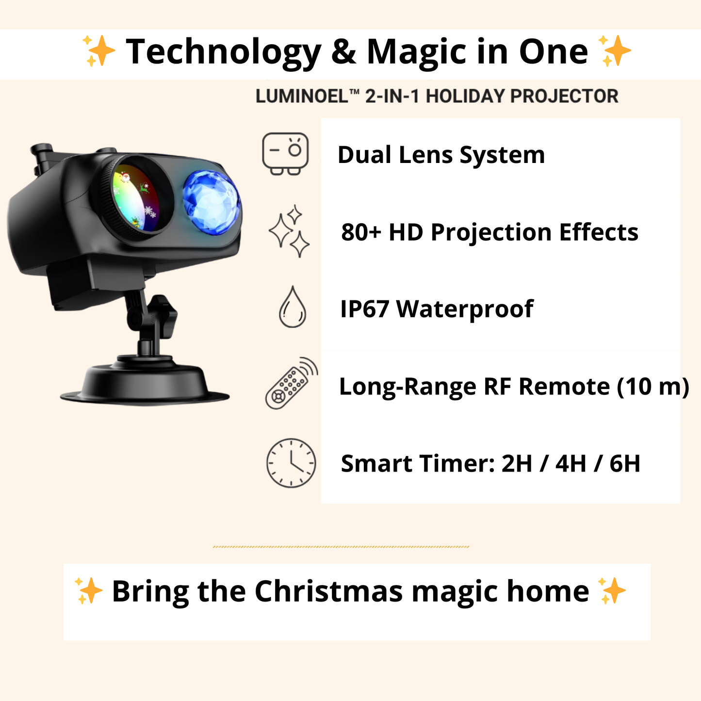 LumiNoel™ 2-in-1 Christmas Projector Lights (New Upgrade)